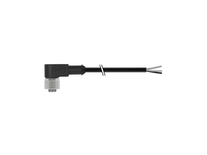 CONTRINEX Cable connector standard M12 Right Angle SOCKET 4 wires 0.34 mm2 NO LED, S12-4FVW-020-NNLN; 605-002-208