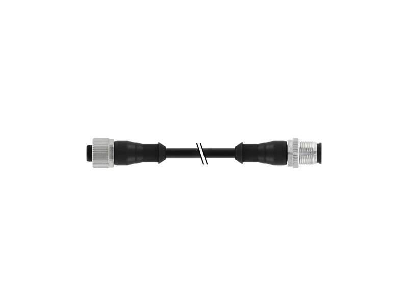 CONTRINEX Cable connector standard M12+M12 Straight Straight SOCKET + PLUG 4 wires 0.34 mm2 2m NO LED, S12-4FVG-020-NNLN-12MG; 605-002-057