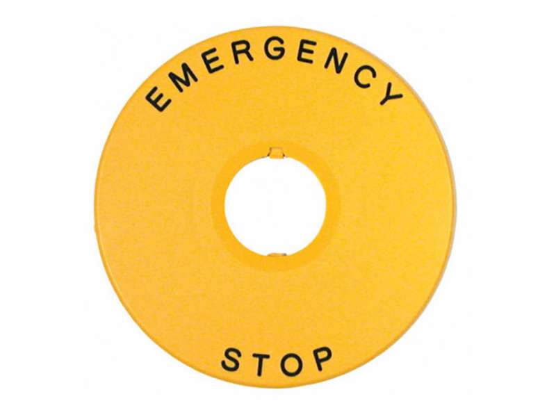IDEC 22mm Emergency Stop Nameplate; HWAV-27-Y