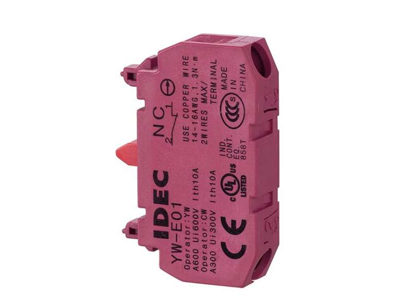 IDEC Accessories YW series, contact bloc, 1 NC; YW-E01