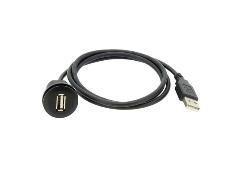 IDEC CW series (Ø22 mm bushing) USB port / USB2.0 type A, black bezel, 1m cable; CW1X-USB20-1M