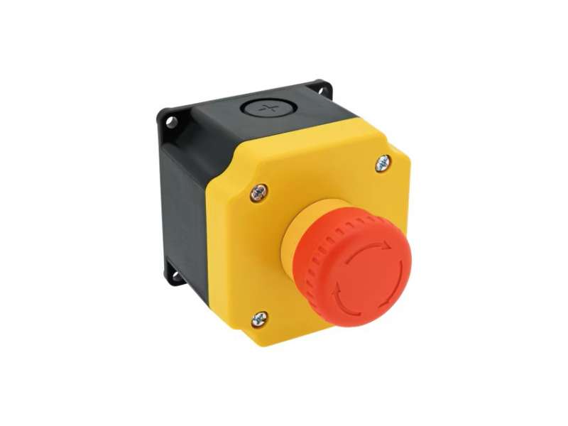 IDEC E-stop control box YB series, Ø22mm, YW act, Ø40mm mushr, 1NO-2NC; YB1W-YW1B-V4E12R-Y0