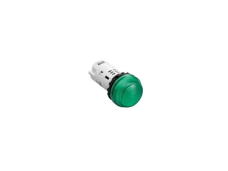 IDEC Pilot light / YW series, Ø30mm dome pilot light /extended button, Plastic bezel , Unibody Green 230/240V AC/DC; YW1P-2UQM3G