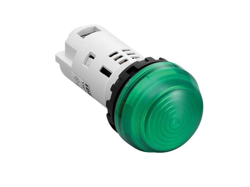 IDEC Pilot light / YW series, Ø30mm dome pilot light /extended button, Plastic bezel , Unibody Green 24V AC/DC; YW1P-2UQ4G