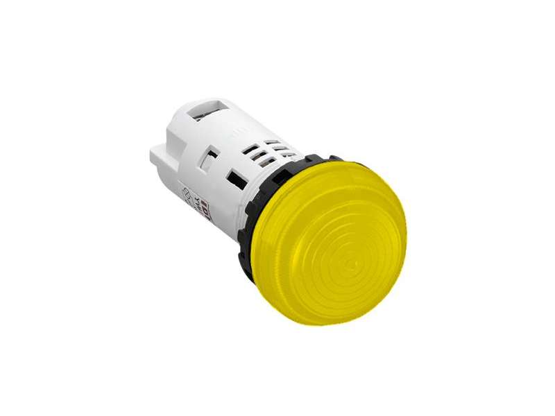 IDEC Pilot light / YW series, Ø30mm dome pilot light /extended button, Plastic bezel , Unibody Yellow 24V AC/DC; YW1P-2UQ4Y