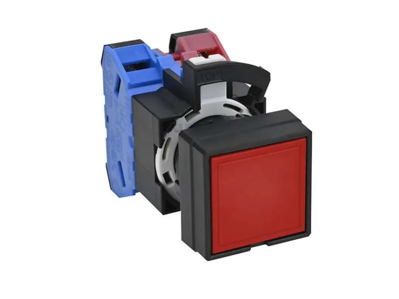 IDEC Pushbutton - non illuminated / HW series, Momentary, Round or square flush , □29 Round plastic (black) bezel, square button, 1 x