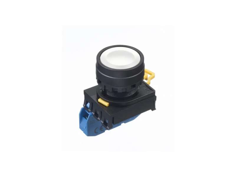 IDEC Pushbutton - non illuminated / YW series, Ø30mm button, Maintained, Plastic bezel , 1NO, 0NC White; YW1B-A1E10W