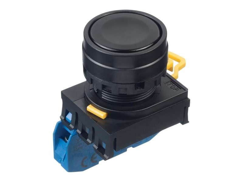 IDEC Pushbutton - non illuminated / YW series, Ø30mm button, Momentary, Plastic bezel , 1NO, 0NC Black; YW1B-M1E10B