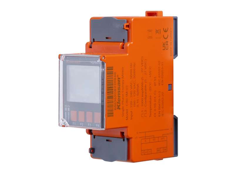 Klemsan 1Ø Energy Meter 580-1M-V3, 1P2W, 80A direct, Real Time Clock; 606373
