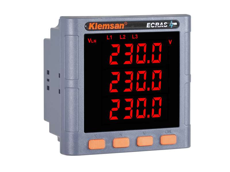 Klemsan 3Ø Electronic Multimeter ECRAS 400, 0-6A CT; 606502