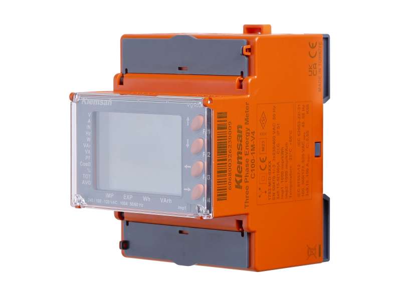 Klemsan 3Ø MID Energy Meter B100-0M-V3, 3P4W, 100A direct, Real Time Clock; 606802