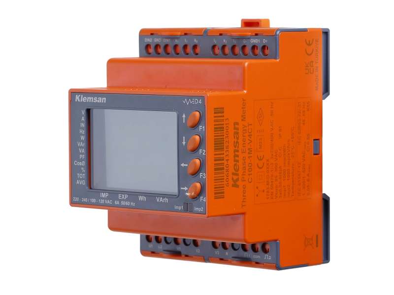 Klemsan 3Ø MID Energy Meter B100-0M-V3CT, 3P4W & 3P3W, need CT; 606806