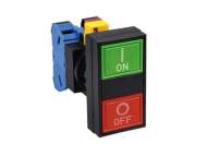 IDEC Dual Pushbutton / HW series, both button flush non-illuminated, Rectangular 30 x 55 mm, Green (top) NO, Red (bottom) NC; HW7D-B1