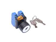 IDEC Key selector / YW series, 3 positions maintained, Plastic bezel , Key removable in all positions, 2NO, 0NC; YW1K-3AE20