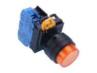 IDEC Pushbutton - illuminated / YW series, Ø30mm dome pilot light /extended button, Momentary, Plastic bezel , 1NO, 0NC Amber 24V AC/