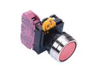 IDEC Pushbutton - non illuminated / YW series, Ø30mm button, Maintained, Metal bezel, 0NO, 1NC Red; YW4B-A1E01R