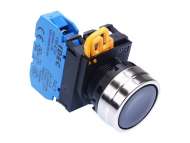 IDEC Pushbutton - non illuminated / YW series, Ø30mm button, Maintained, Metal bezel, 1NO, 0NC Black; YW4B-A1E10B