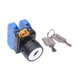 IDEC Key selector / YW series, 3 positions maintained, Plastic bezel , Key removable in all positions, 2NO, 0NC; YW1K-3AE20 - slika 1